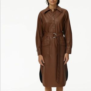 Tibi Faux Leather Shirt Dress